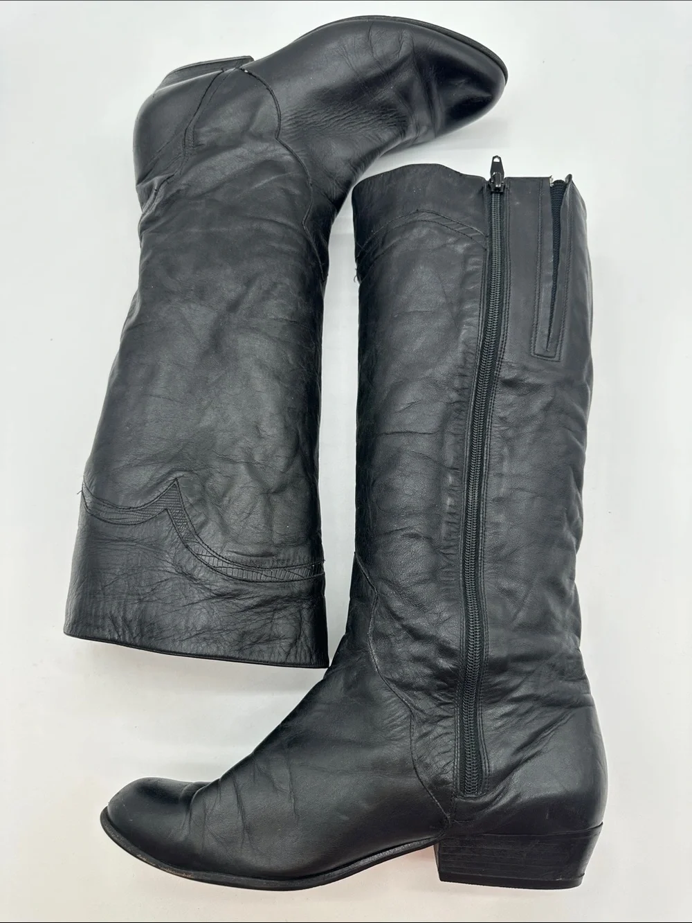 Vintage Black Leather Western Boots